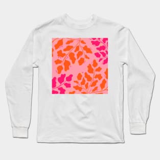 Pink and orange leaves floral pattern Long Sleeve T-Shirt